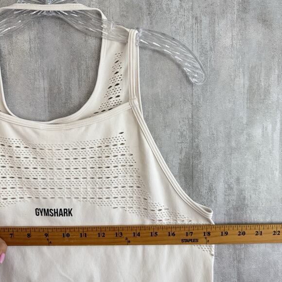 GYMSHARK Energy Seamless Laser-Cut Tank Top Womens Size Medium Ivory Workout Gym - Picture 10 of 10